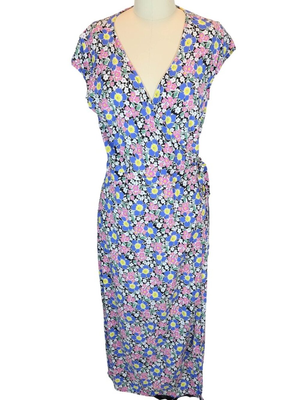 J CREW Floral Wrap Midi Dress Size S Preppy Garden Party Farmers Market